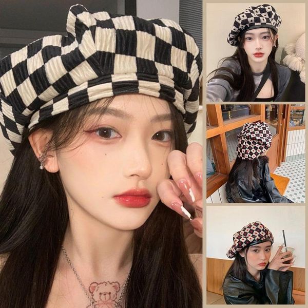 berets autumn winter plaid beret hats for women retro fashion female checkerboard spring black adjustable summer girl, Blue;gray
berets autumn winter plaid beret hats for women retro fashion female checkerboard spring black adjustable summer girl, Blue;gray
