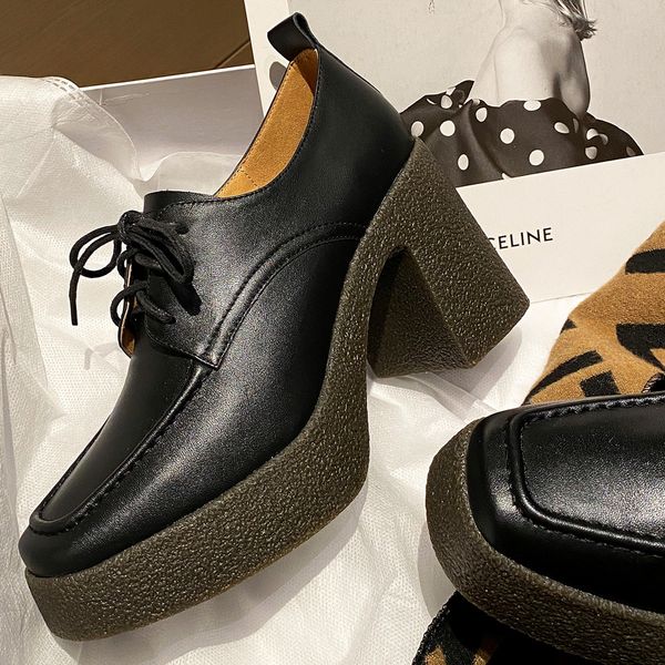 Womens genuine leather chunky heel platform pumps square toe lace-up gradient color retro thick high heel daily shoes for women, Black
Womens genuine leather chunky heel platform pumps square toe lace-up gradient color retro thick high heel daily shoes for women, Black
