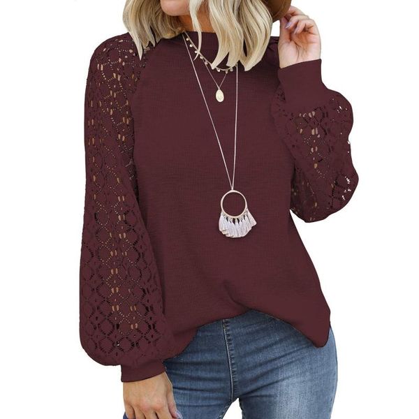 women's blouses & shirts autumn winter blouse women lace solid stitching hollow out elegant o-neck long-sleeved loose vintage office l, White
women's blouses & shirts autumn winter blouse women lace solid stitching hollow out elegant o-neck long-sleeved loose vintage office l, White