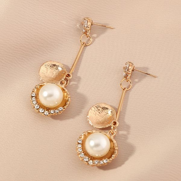 ez1979 fashion jewelry personalized gold shell zircon temperament pearl long earrings, Silver
ez1979 fashion jewelry personalized gold shell zircon temperament pearl long earrings, Silver
