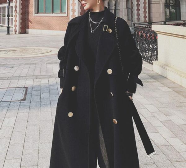 women's wool & blends fashion coat women long sleeve collar outwear jacket belt casual autumn winter elegant overcoat plus size nayy786, Black
women's wool & blends fashion coat women long sleeve collar outwear jacket belt casual autumn winter elegant overcoat plus size nayy786, Black