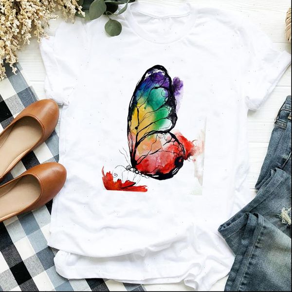 women lady t shirt printing watercolor butterfly fashion print tee womens clothes tshirt for female graphic, White
women lady t shirt printing watercolor butterfly fashion print tee womens clothes tshirt for female graphic, White
