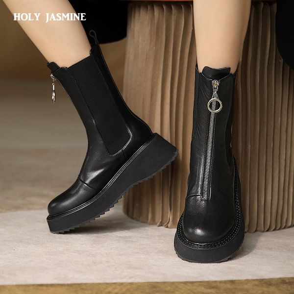 boots women mid-calf basic 2021 autumn winter concise fashion genuine leather platforms thick heels shoes woman high quality, Black
boots women mid-calf basic 2021 autumn winter concise fashion genuine leather platforms thick heels shoes woman high quality, Black