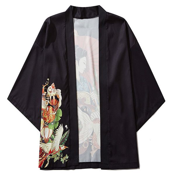 new summer 2021 hip hop japanese kimono jacket men harajuku fish geisha print streetwear front open coat hawaiian cardigan shirts 9gpi, Black;brown
new summer 2021 hip hop japanese kimono jacket men harajuku fish geisha print streetwear front open coat hawaiian cardigan shirts 9gpi, Black;brown