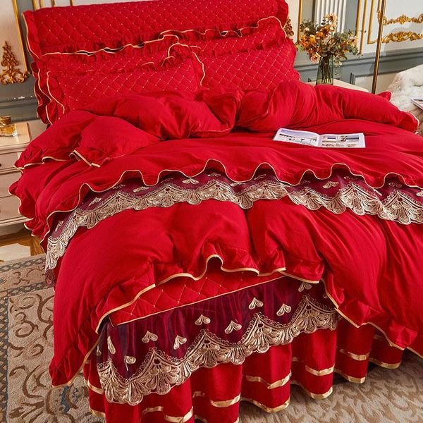 bedding sets 4pcs washed cotton set king duvet cover 200x230cm embroidery lace quilted bedspread 2 pillowcases in red wedding
bedding sets 4pcs washed cotton set king duvet cover 200x230cm embroidery lace quilted bedspread 2 pillowcases in red wedding
