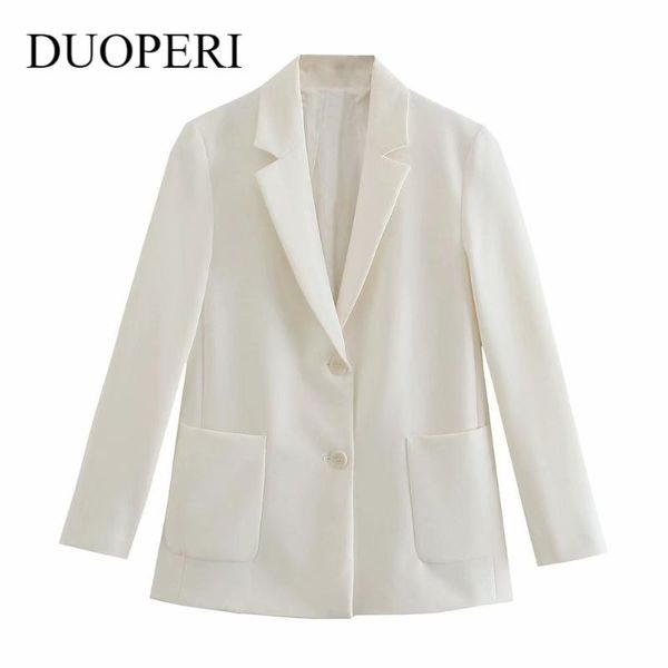 women's suits & blazers duoperi 2021 fashion women white blazer long sleeves casual office lady chic design oversized coat female outwe, White;black
women's suits & blazers duoperi 2021 fashion women white blazer long sleeves casual office lady chic design oversized coat female outwe, White;black