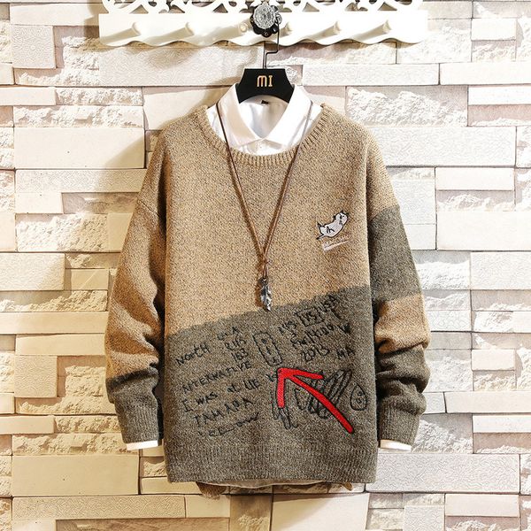 classic o-neck fashion vintage korean sweater men's oversized pull plus size -5xl 2021 long sleeves pullover for spring w 9qns, White;black
classic o-neck fashion vintage korean sweater men's oversized pull plus size -5xl 2021 long sleeves pullover for spring w 9qns, White;black