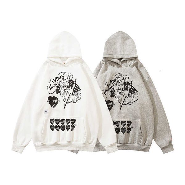 2022 autumn winter fashion brand human made co branded cartoon printed men's and women's hooded plush sweater, Black
2022 autumn winter fashion brand human made co branded cartoon printed men's and women's hooded plush sweater, Black
