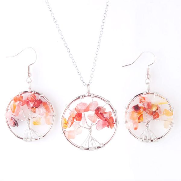 wojiaer reiki jewelry sets tree of life natural red agate gem stone drop necklaces pendant earrings healing dq8005, Black
wojiaer reiki jewelry sets tree of life natural red agate gem stone drop necklaces pendant earrings healing dq8005, Black