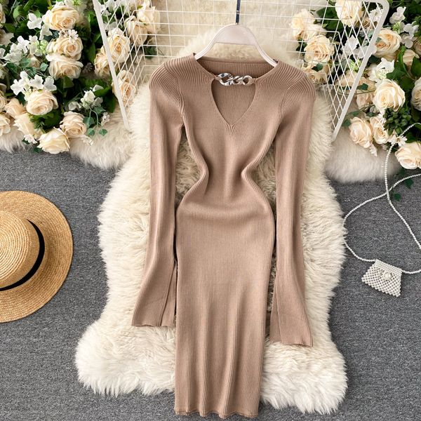 women design knitted dress hollow o neck split long sleeve pencil dresses autumn winter korean bodycon sweater dress, Black;gray
women design knitted dress hollow o neck split long sleeve pencil dresses autumn winter korean bodycon sweater dress, Black;gray