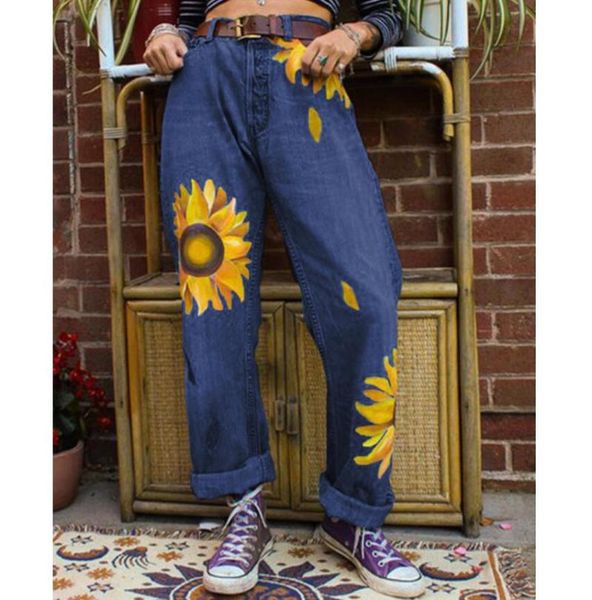 women's jeans sunflower women mid waist ladycasual slim pants sunflowers printslim loose vintage winter autumn wear hip, Blue
women's jeans sunflower women mid waist ladycasual slim pants sunflowers printslim loose vintage winter autumn wear hip, Blue