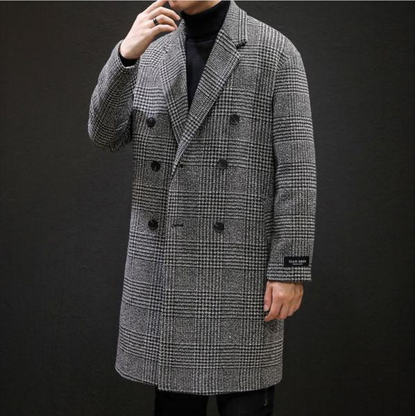 men's wool & blends 2021 casual double breasted mens overcoat winter houndstooth jacket men turn-down collar long woollen wind coat, Black
men's wool & blends 2021 casual double breasted mens overcoat winter houndstooth jacket men turn-down collar long woollen wind coat, Black