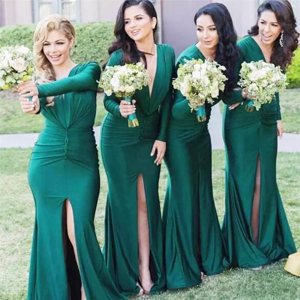 in stock hunter mermaid split front bridesmaid dress with long sleeve deep v neck eveing wedding party gown plus size women dresses, White;pink
in stock hunter mermaid split front bridesmaid dress with long sleeve deep v neck eveing wedding party gown plus size women dresses, White;pink