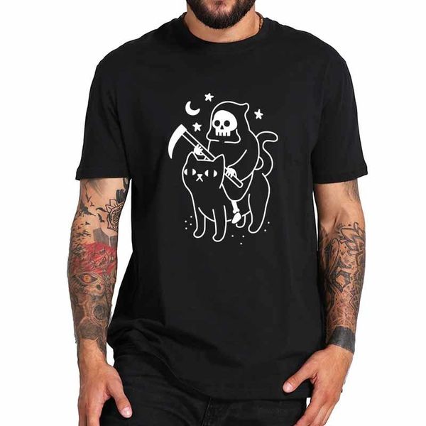 men's t-shirts death rides a black cat classic t shirt quote funny t-shirt soft breathable summer 100% cotton tee, White;black
men's t-shirts death rides a black cat classic t shirt quote funny t-shirt soft breathable summer 100% cotton tee, White;black