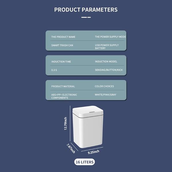 waste bins 4 gallon trash can automatic touchless intelligent induction sensor bin dropship
waste bins 4 gallon trash can automatic touchless intelligent induction sensor bin dropship