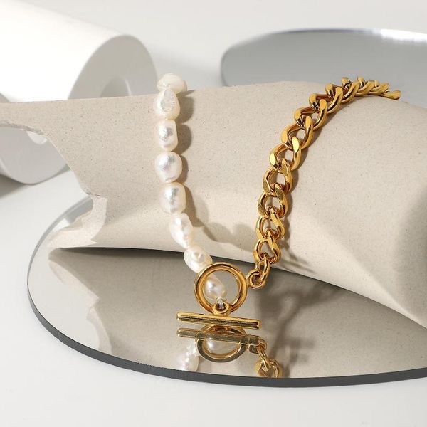 chains ot cuban chain freshwater pearl necklace stainless steel half stitching for women, Silver
chains ot cuban chain freshwater pearl necklace stainless steel half stitching for women, Silver