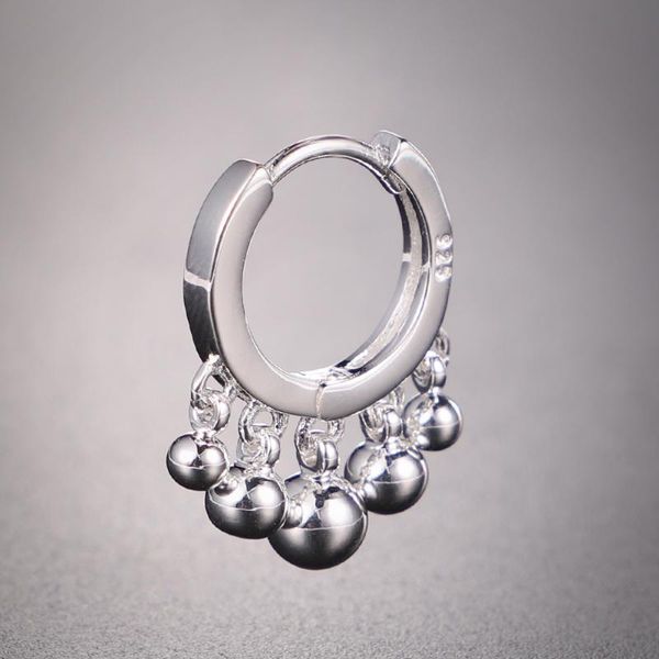 hoop & huggie papasitou simple female earrings light bead small ear button short cute temperament jewelry for women, Golden;silver