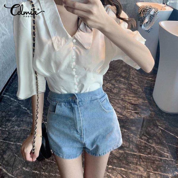 women's blouses & shirts blouses celmia french half puff sleeve solid blouse women elegant office lady shirt summer casual lapel blusas, White
women's blouses & shirts blouses celmia french half puff sleeve solid blouse women elegant office lady shirt summer casual lapel blusas, White