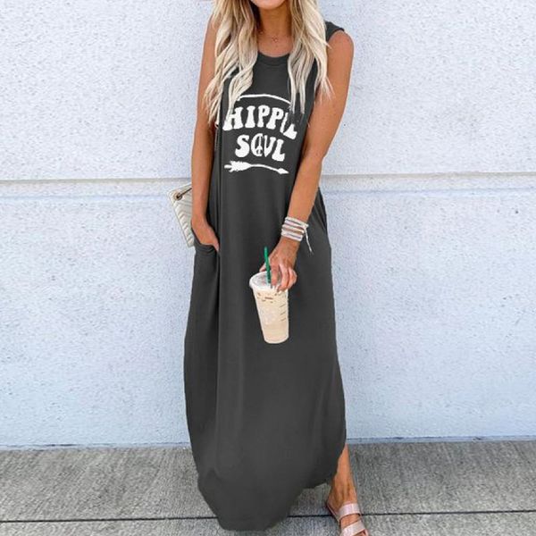 2021 new casual women o-neck es summer letter printed sleeveless beach sun daliy boho long maxi vestidos v02n, Black;gray
2021 new casual women o-neck es summer letter printed sleeveless beach sun daliy boho long maxi vestidos v02n, Black;gray