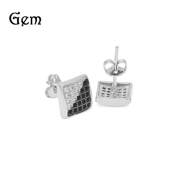 hip hop accessories twill two color electroplated black and white with micro zircon earrings men's hiphop accessories, Silver
hip hop accessories twill two color electroplated black and white with micro zircon earrings men's hiphop accessories, Silver