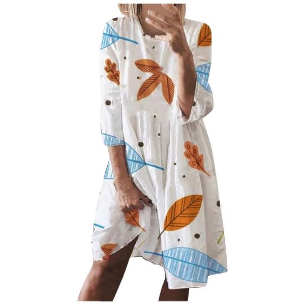 casual dresses women's fashion round neck loose leaf print high waist mid sleeve bress short dress midi sundress, Black;gray
casual dresses women's fashion round neck loose leaf print high waist mid sleeve bress short dress midi sundress, Black;gray