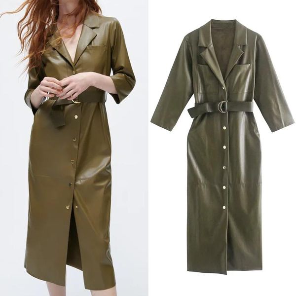 casual dresses alinemyer 2021 faux leather long dress women autumn vintage shirt woman fashion belt button up midi elegant party, Black;gray
casual dresses alinemyer 2021 faux leather long dress women autumn vintage shirt woman fashion belt button up midi elegant party, Black;gray