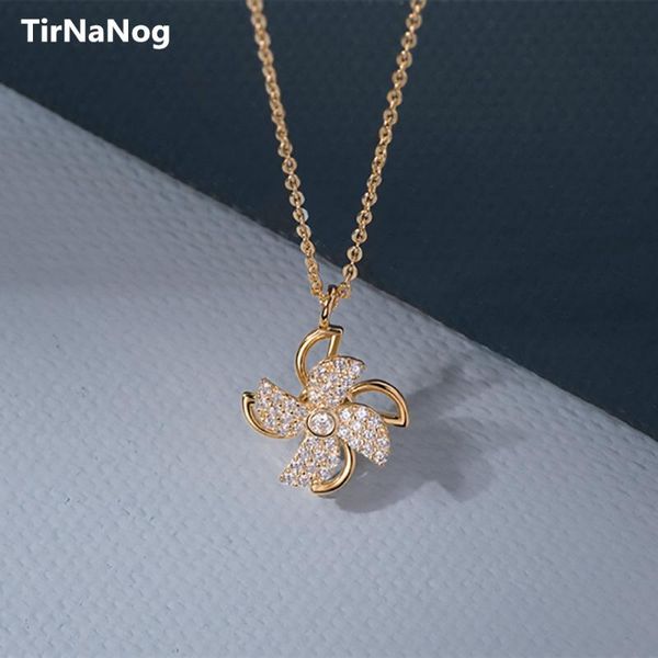 pendant necklaces the rotating windmill necklace contracted modelling crystal clavicle chain women jewelry gifts, Silver
