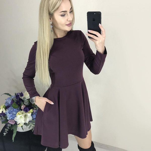 2021 new solid color women's clothing slim vestidos o-neck autumn style edstidos de fiesta elegant robe femme, Black;gray
2021 new solid color women's clothing slim vestidos o-neck autumn style edstidos de fiesta elegant robe femme, Black;gray