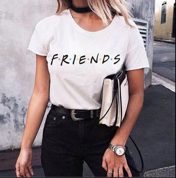 new short sleeved t shirt friends color dot letter t shirt male and female large size printing o neck female size, White
new short sleeved t shirt friends color dot letter t shirt male and female large size printing o neck female size, White