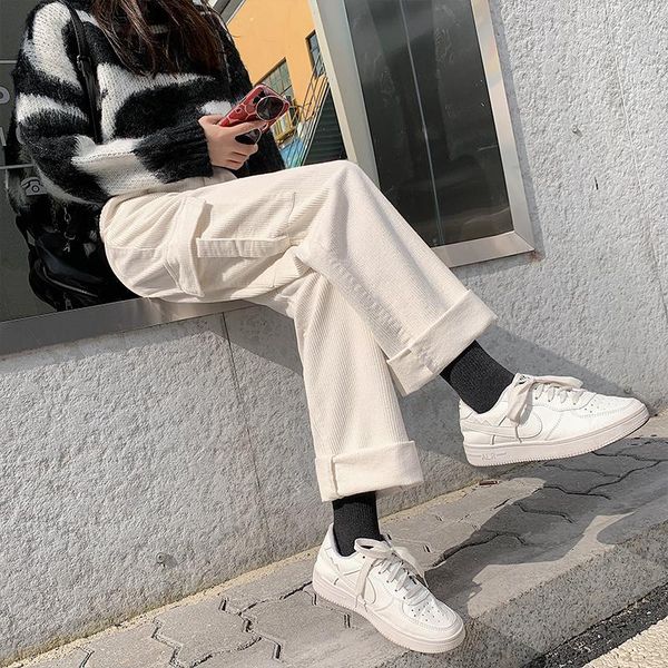 women's pants & capris corduroy pockets trousers womens korean version 2021 retro ins casual student loose sports streetwear, Black;white
women's pants & capris corduroy pockets trousers womens korean version 2021 retro ins casual student loose sports streetwear, Black;white