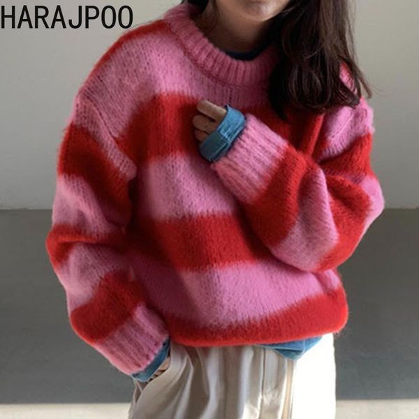 women's sweaters harajpoo women pullovers o neck striped korean fashion autumn loose wild puff sleeve knitted harajuku pink sweater str, White;black
women's sweaters harajpoo women pullovers o neck striped korean fashion autumn loose wild puff sleeve knitted harajuku pink sweater str, White;black