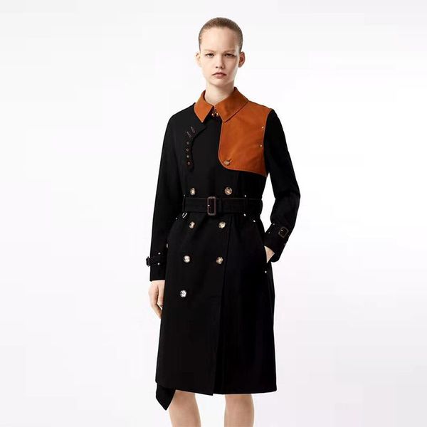 women's wool & blends 2021 spring temperament commuter splicing double breasted fashion casual windbreaker coat, Black
women's wool & blends 2021 spring temperament commuter splicing double breasted fashion casual windbreaker coat, Black