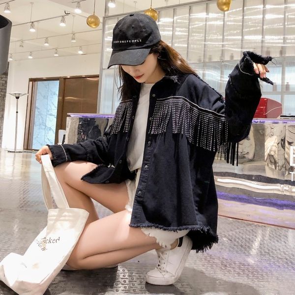 tassel women spring black autumn girl-style streetwear sequins denim jacket jackets cd6p, Black;brown
tassel women spring black autumn girl-style streetwear sequins denim jacket jackets cd6p, Black;brown