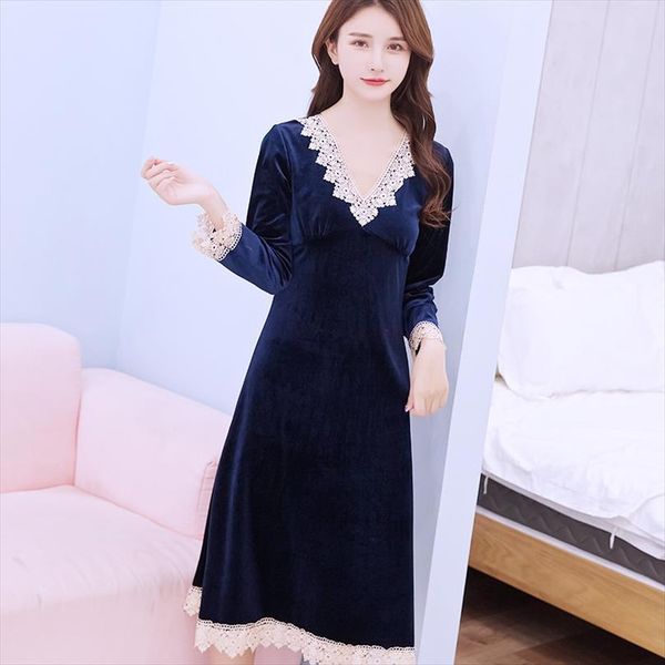 velvet nightdress loose women sleepwear v neck home dressing gown casual autumn nightwear velour lace trim, Black;red
velvet nightdress loose women sleepwear v neck home dressing gown casual autumn nightwear velour lace trim, Black;red