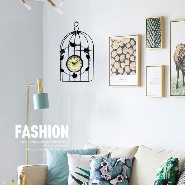 birdcage iron wall clock modern 3d home decoration