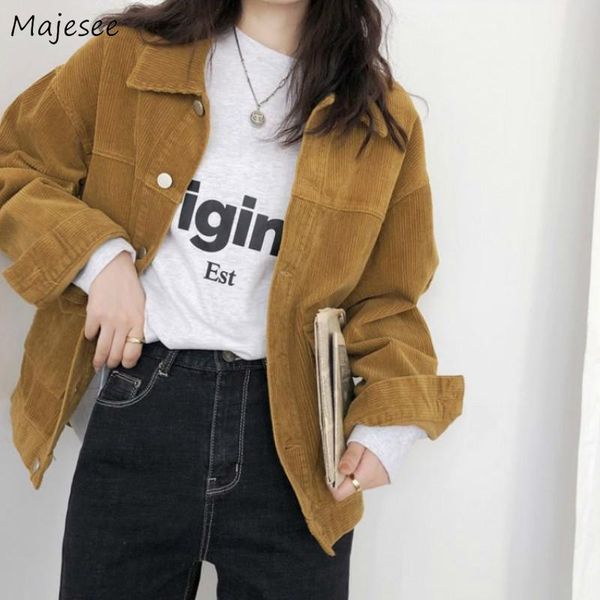 women's jackets basic women yellow solid corduroy single breasted vintage fashion lovely students korean style simple chic autumn, Black;brown
women's jackets basic women yellow solid corduroy single breasted vintage fashion lovely students korean style simple chic autumn, Black;brown