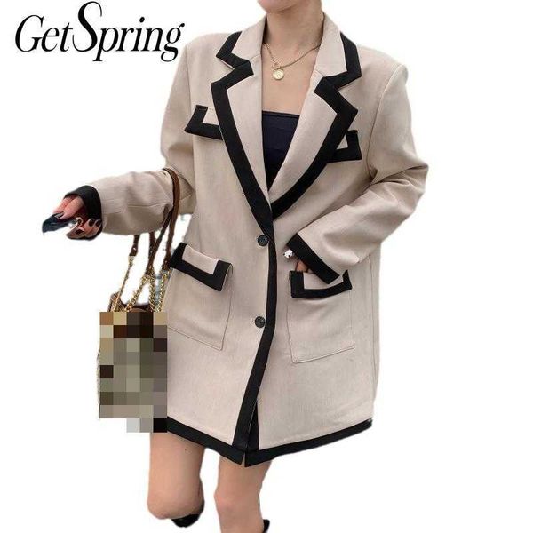 getspring women blazer color matching long vintage suit coats all match loose casual womens blazers jackets spring/autumn 210601, White;black
getspring women blazer color matching long vintage suit coats all match loose casual womens blazers jackets spring/autumn 210601, White;black