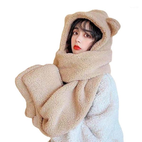 berets winter hats for women warm thickening cotton plush ear protection hat scarf glove integrated brown fur female, Blue;gray
berets winter hats for women warm thickening cotton plush ear protection hat scarf glove integrated brown fur female, Blue;gray