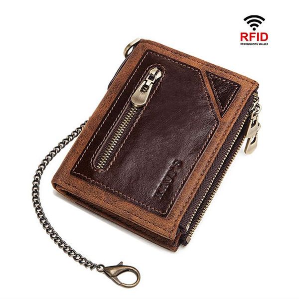 men's wallet rfid protection genuine leather purse multi-functional double zipper money bag fashion short type wallets, Red;black
men's wallet rfid protection genuine leather purse multi-functional double zipper money bag fashion short type wallets, Red;black