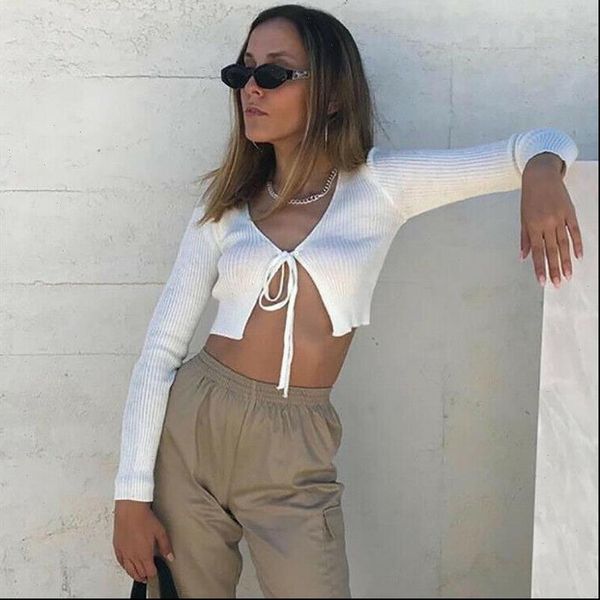 womens knit v neck crop long sleeve lace up bow open lady cardigan solid blouse arrival clothes new, White
womens knit v neck crop long sleeve lace up bow open lady cardigan solid blouse arrival clothes new, White