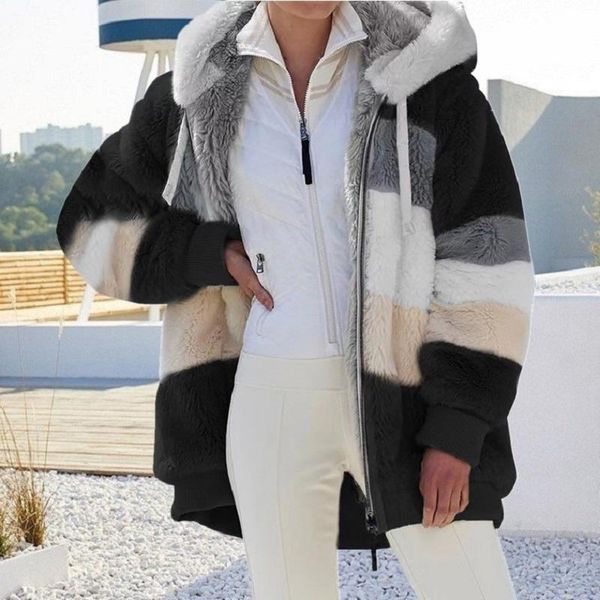 women's jackets europe and the united states 2021 autumn winter warm plush zipper pocket hooded loose jacket women, Black;brown
women's jackets europe and the united states 2021 autumn winter warm plush zipper pocket hooded loose jacket women, Black;brown