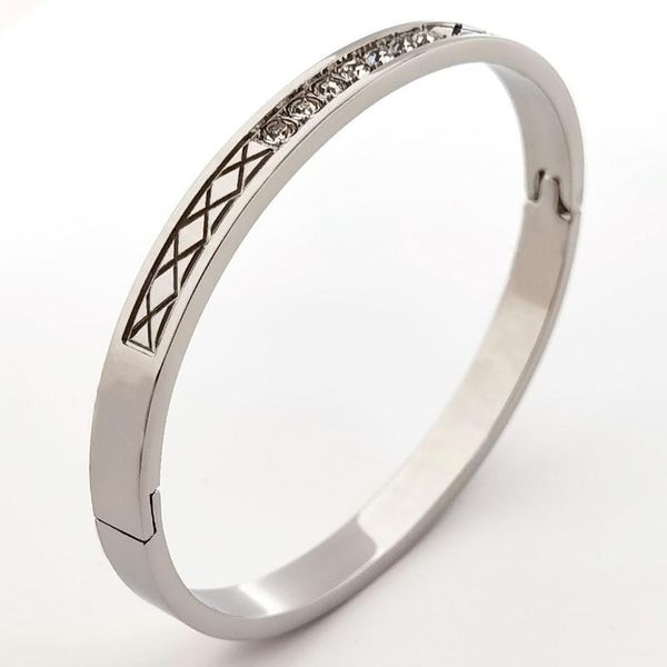 bangle european and american inner light carved diamond fashion bracelet titanium steel women's gift, Black
bangle european and american inner light carved diamond fashion bracelet titanium steel women's gift, Black