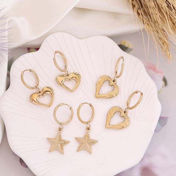 factory wholesale five pointed star love stainless steel female personality fashion earrings e372 party gift
factory wholesale five pointed star love stainless steel female personality fashion earrings e372 party gift