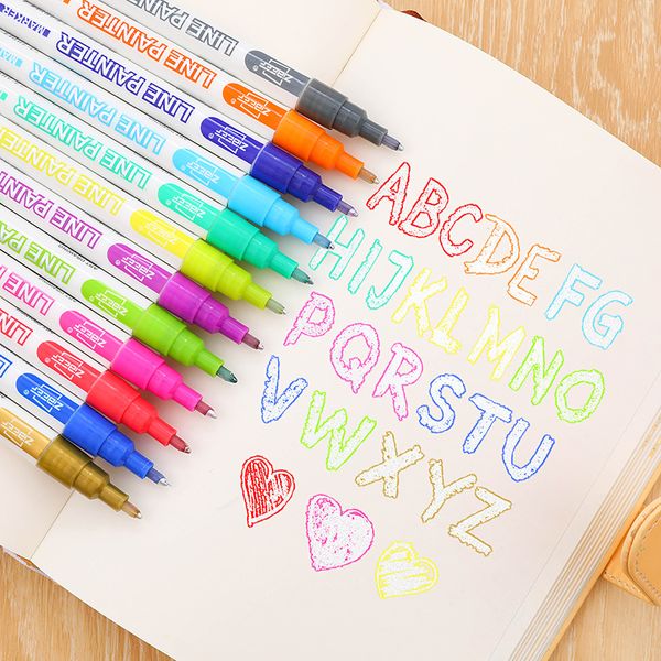 8/12 colors Double Lines Contour Art Pens Markers Pen Out Line Pen Highlighter Scrapbooking Bullet diary Graffiti Poster card
8/12 colors Double Lines Contour Art Pens Markers Pen Out Line Pen Highlighter Scrapbooking Bullet diary Graffiti Poster card