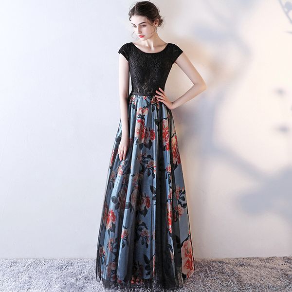 long flowers 2021 new prom dresses vestidos elegant o-neck robe de soiree evening party gowns, Black
long flowers 2021 new prom dresses vestidos elegant o-neck robe de soiree evening party gowns, Black