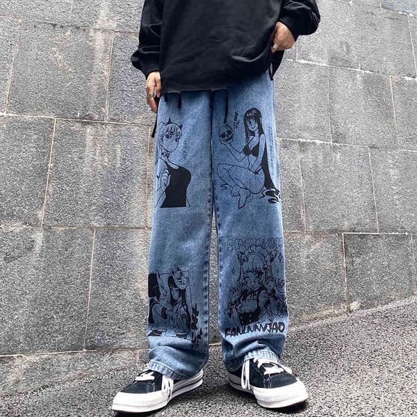 women's jeans vintage washed jeans women's street harajuku cartoon printing animation fashion wide leg cotton pants, Blue
women's jeans vintage washed jeans women's street harajuku cartoon printing animation fashion wide leg cotton pants, Blue