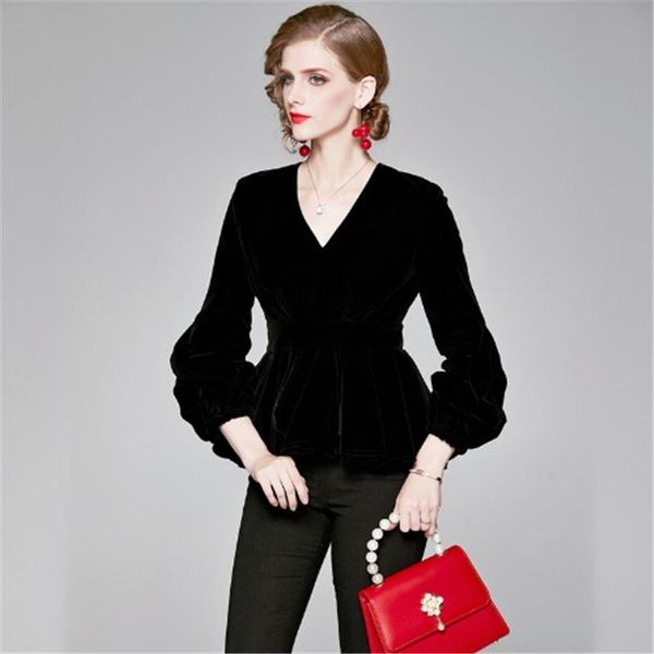 black retro swan v-neck waist is thin, ruffled hem, lantern sleeves gold velvet blouse, female hedging style solid color s - 2xl, White
black retro swan v-neck waist is thin, ruffled hem, lantern sleeves gold velvet blouse, female hedging style solid color s - 2xl, White