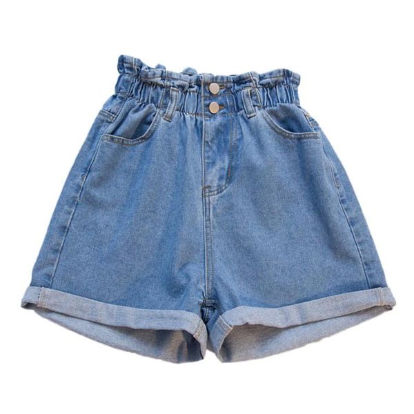 women's shorts summer elastic high waist casual women wide leg cotton plus size denim fashion, White;black
women's shorts summer elastic high waist casual women wide leg cotton plus size denim fashion, White;black