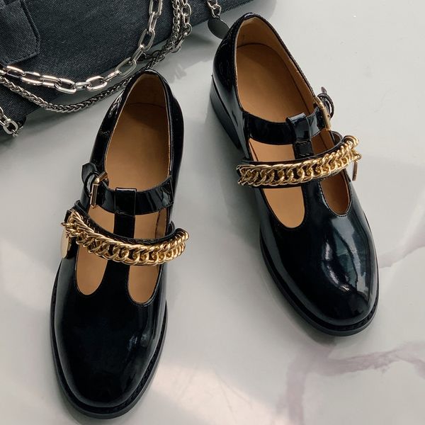 womens genuine leather t-strap flats chain decoration round toe casual female footwear student style soft comfortable shoes ress shoes, Black
womens genuine leather t-strap flats chain decoration round toe casual female footwear student style soft comfortable shoes ress shoes, Black