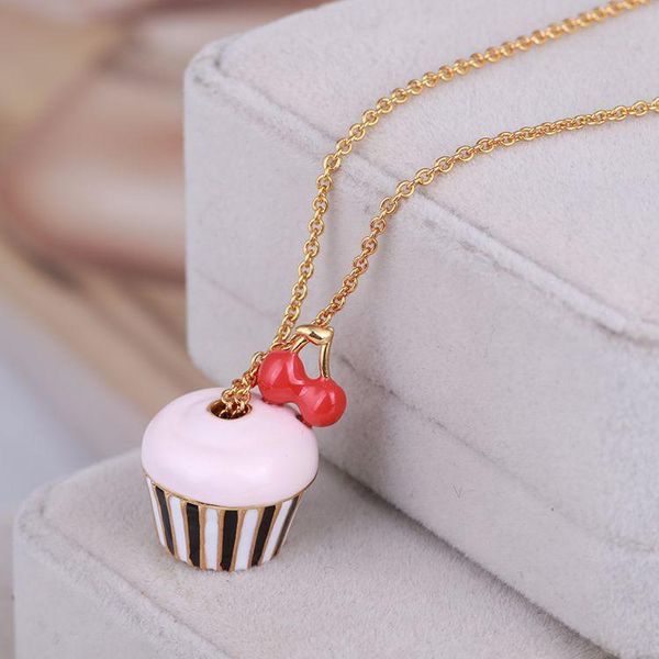 pendant necklaces european and american colored enamel glaze black white striped cherry pink small cake can be opened long necklace, Silver
pendant necklaces european and american colored enamel glaze black white striped cherry pink small cake can be opened long necklace, Silver